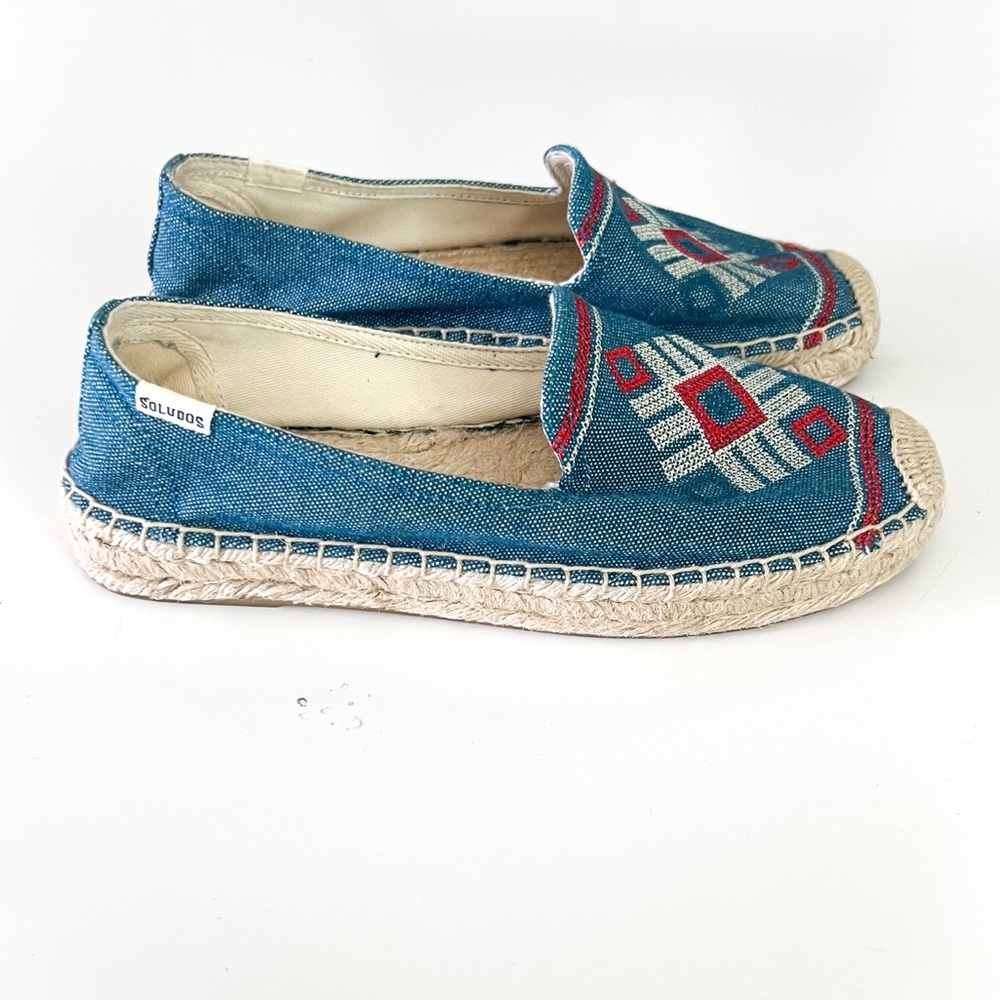 Soludos Denim Aztec Canvas Platform Espadrille Sl… - image 5